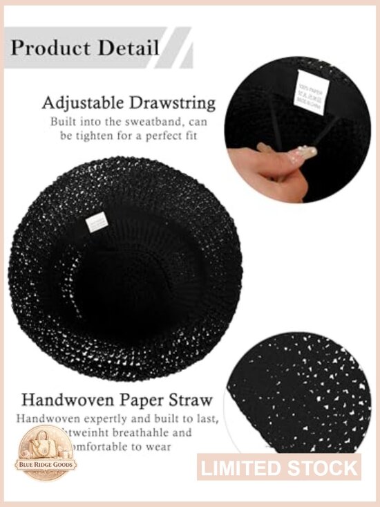 Handmade Crochet Straw Bucket Hat UPF 50+ Foldable Travel Sun Protection main image 5